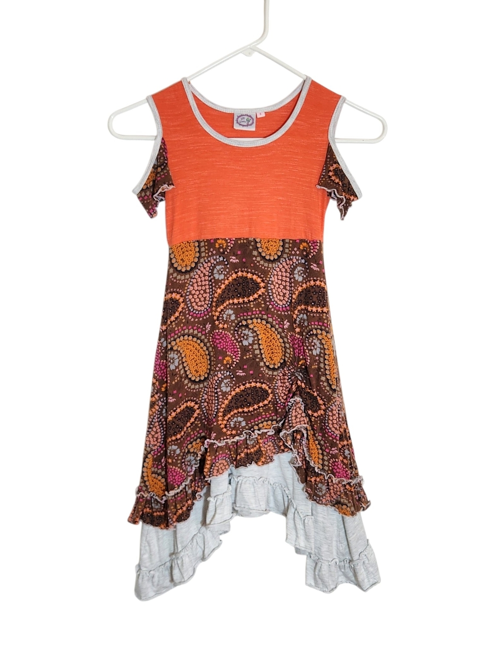 Lilli Lovebird Brown and Orange Paisley Boho Dress Size 8